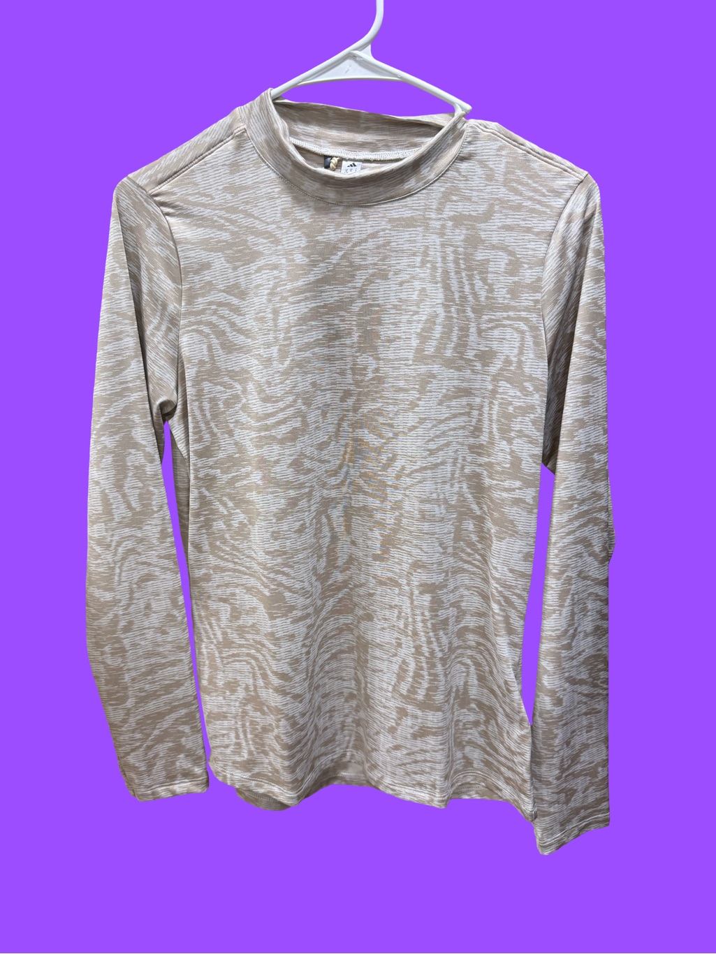 Adidas Beige Patterned Long Sleeve Tunic/Exercise Top
